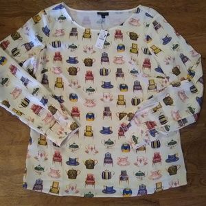 Talbots Victorian Teacup and Chair Blouse